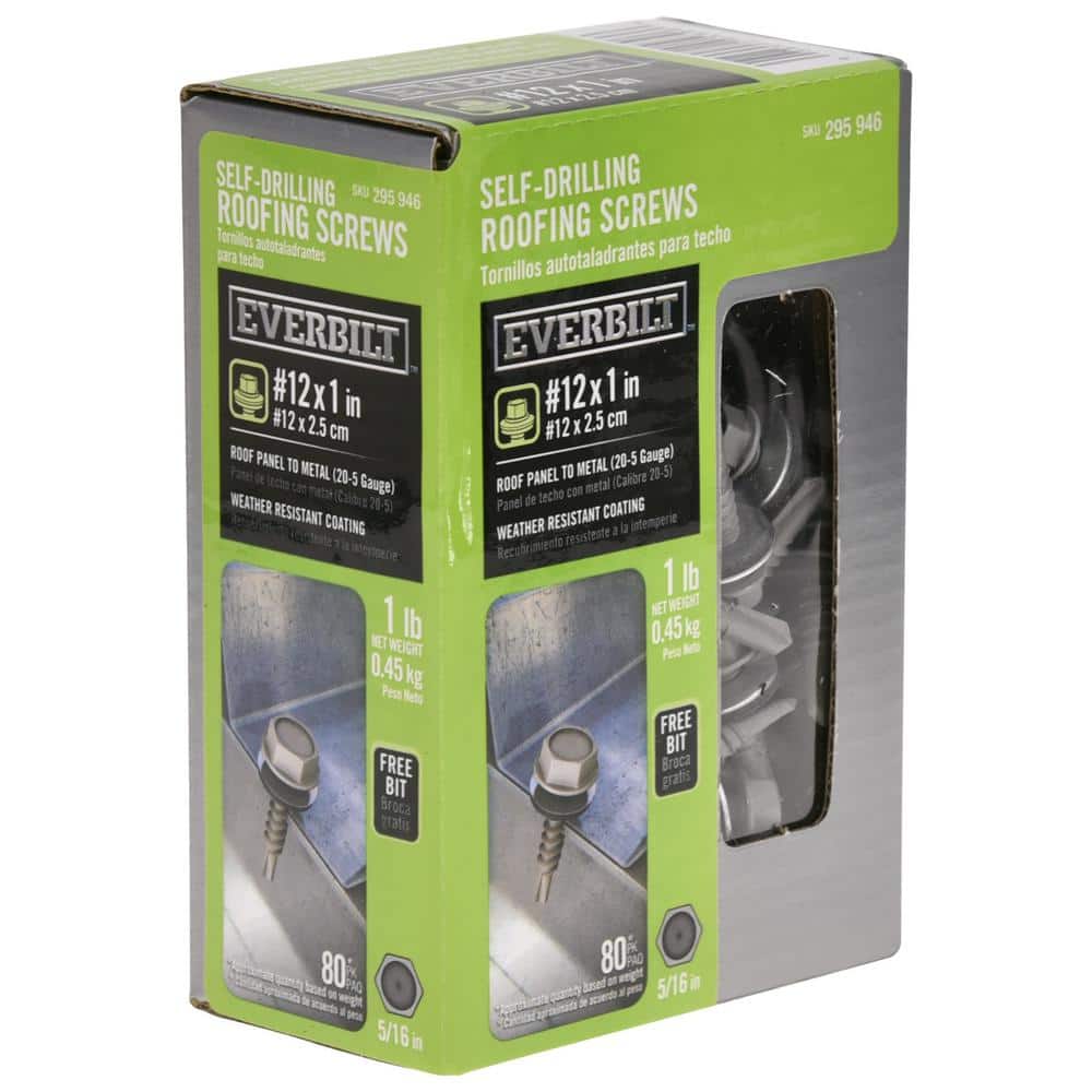 10-Pack #12 x 1 in. Flange Hex Head Hex Drive Self-Drilling Screw with Neoprene Washer (10 lb / 800-Piece) - Hercitys