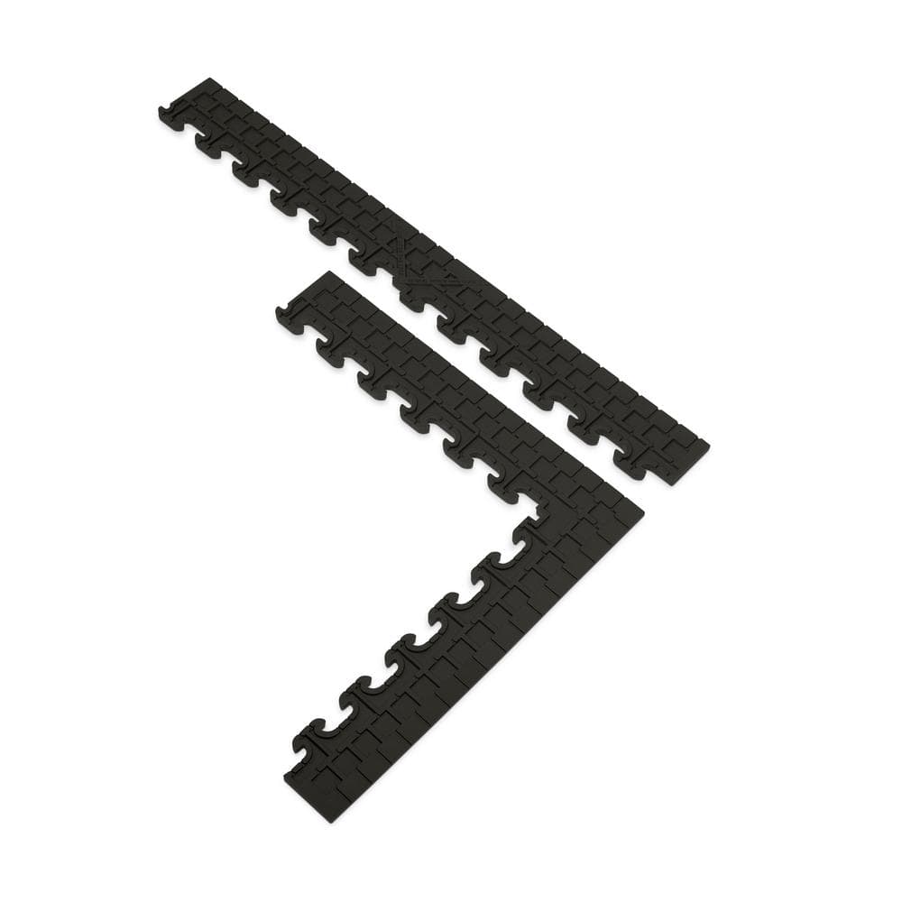 18.4 in. x 18.4 in. Black Commercial PVC Garage Flooring Trim Kit - Hercitys