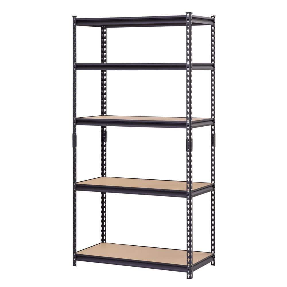 5-Shelf Heavy Duty Adjustable Metal Garage Storage Shelving Unit in Black (36 in. W x 72 in. H x 18 in. D) - Hercitys