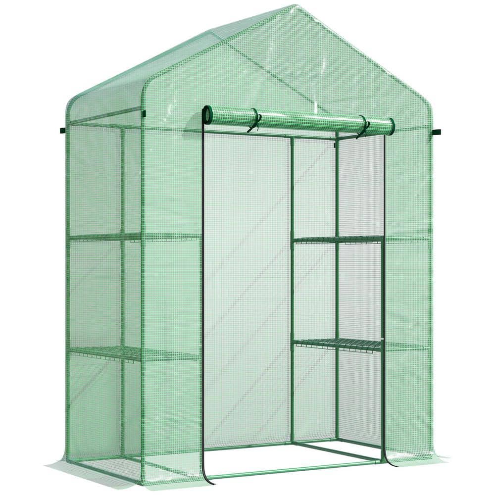 56 in. W x 29 in. D x 77 in. H Portable Greenhouse with PE Cover Roll-Up Door and 3 Tier Shleves for Backyard Garden - Hercitys