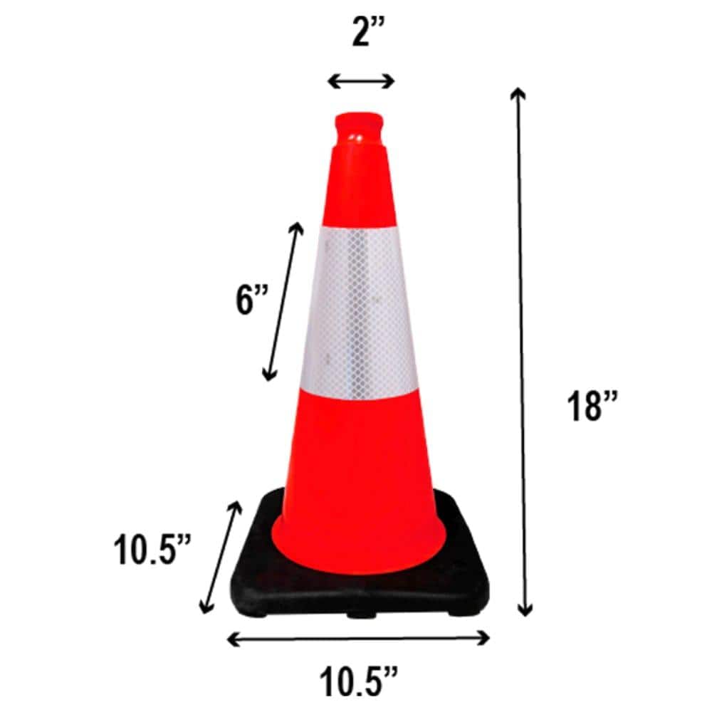 18 in. Orange Traffic Cone with Black Base 3 lbs. - Hercitys