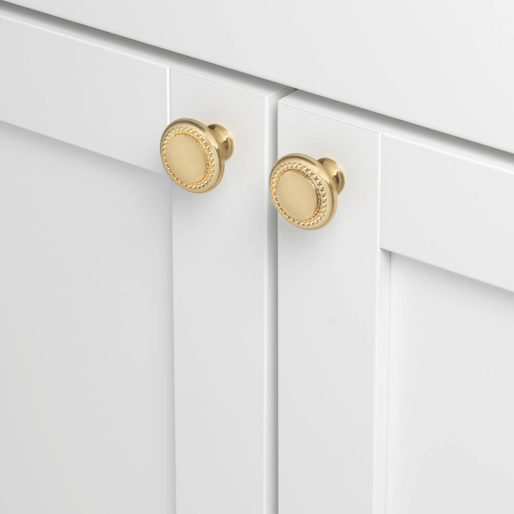 1-1/4 in. Champagne Gold Finish Round Beaded Cabinet Knob (10-Pack) - Hercitys