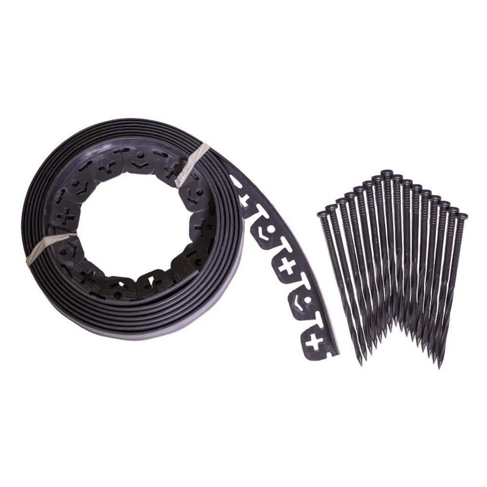 30 ft. L x 2 in. D x 1.5 in. H No Dig Edging Polyethylene with Extra Nails - Hercitys