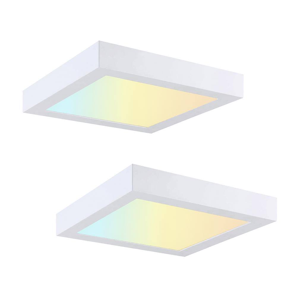 2-Pack 7 in. Square Color Selectable LED Integrated LED Flush Mount Downlight, White - Hercitys