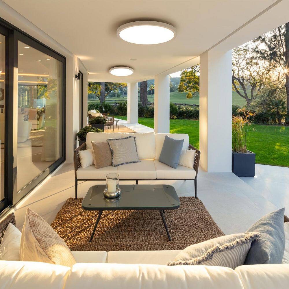 12 in. 20-Watt Modern White LED Integrated Flush Mount with White Acrylic Shade - Hercitys