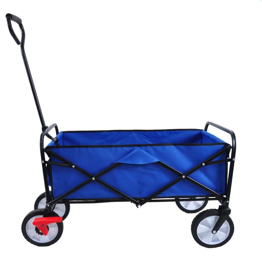 3 cu. ft. Steel and Fabric Folding Garden Cart in Blue - Hercitys