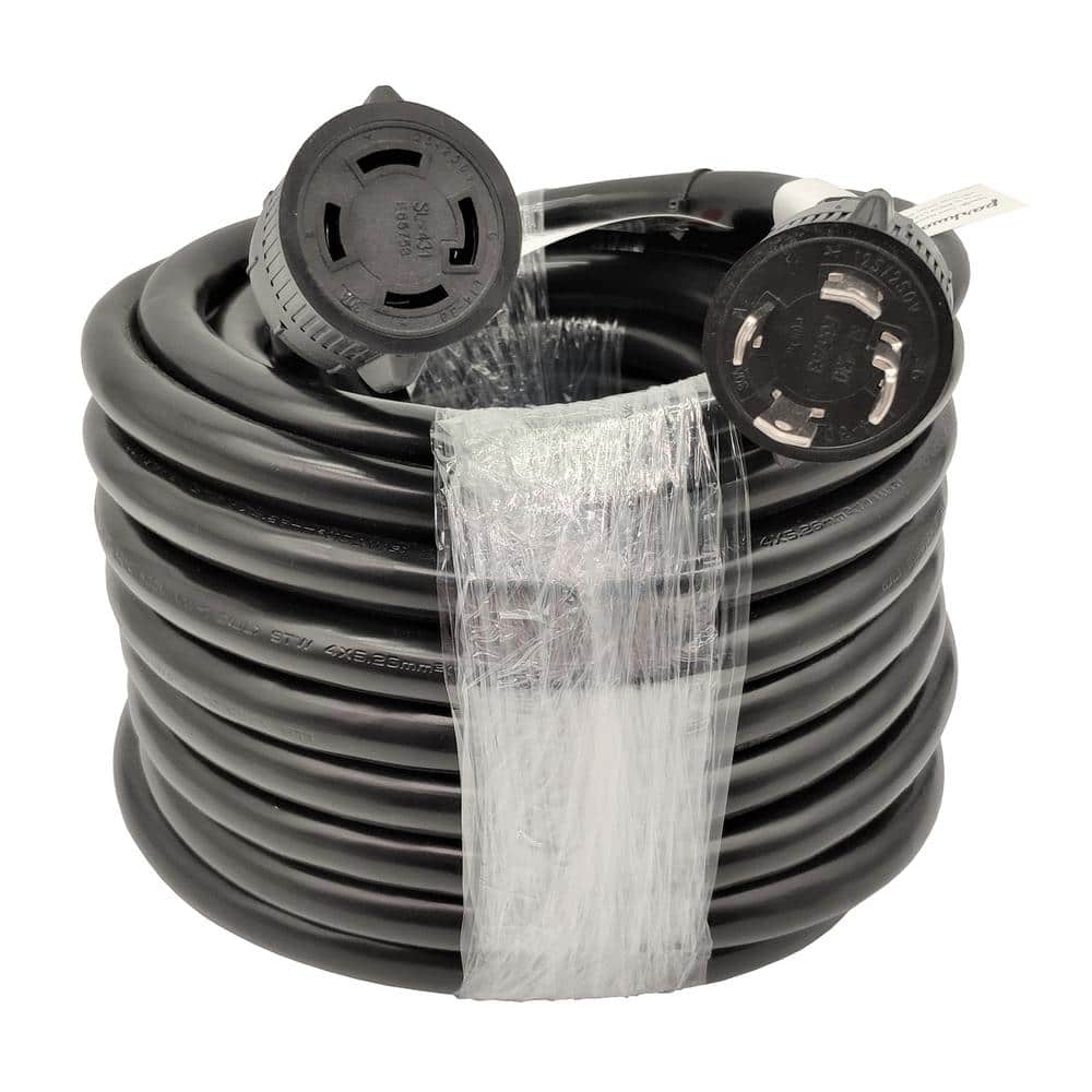 50 ft. 10/4 125-Volt/250-Volt 30 Amp 4-Prong NEMA L14-30 Generator Power Extension Cord (NEMA L14-30P to L14-30R) - Hercitys