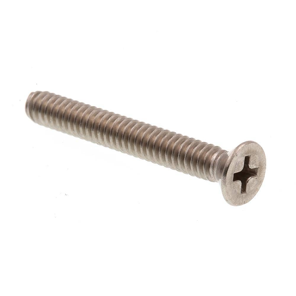 #10-24 x 1-1/2 in. Grade 18-8 Stainless Steel Phillips Drive Flat Head Machine Screws (100-Pack) - Hercitys
