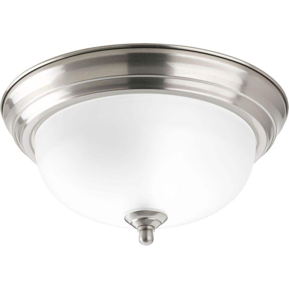 1-Light Brushed Nickel Flush Mount with Etched Glass - Hercitys