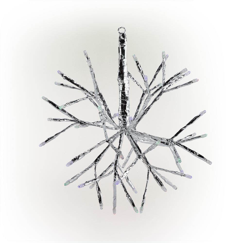 10 in. Tall Christmas Snowflake Ornament with Multi-Color LED Lights, Multi-Colored - Hercitys
