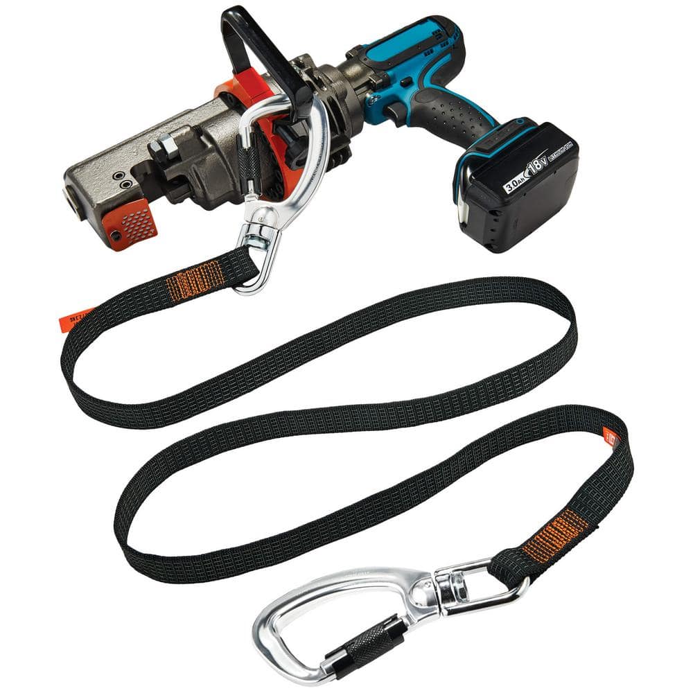 40 lbs. Black Standard Dual Double-Locking Carabiner with Swivel Tool Lanyard - Hercitys