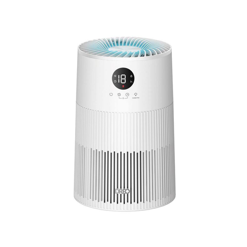 155 sq. ft. Tabletop Air Purifier, Macro-414, HEPA Filter, 4-Customizable Settings, Ambient Lighting and Timer in White - Hercitys