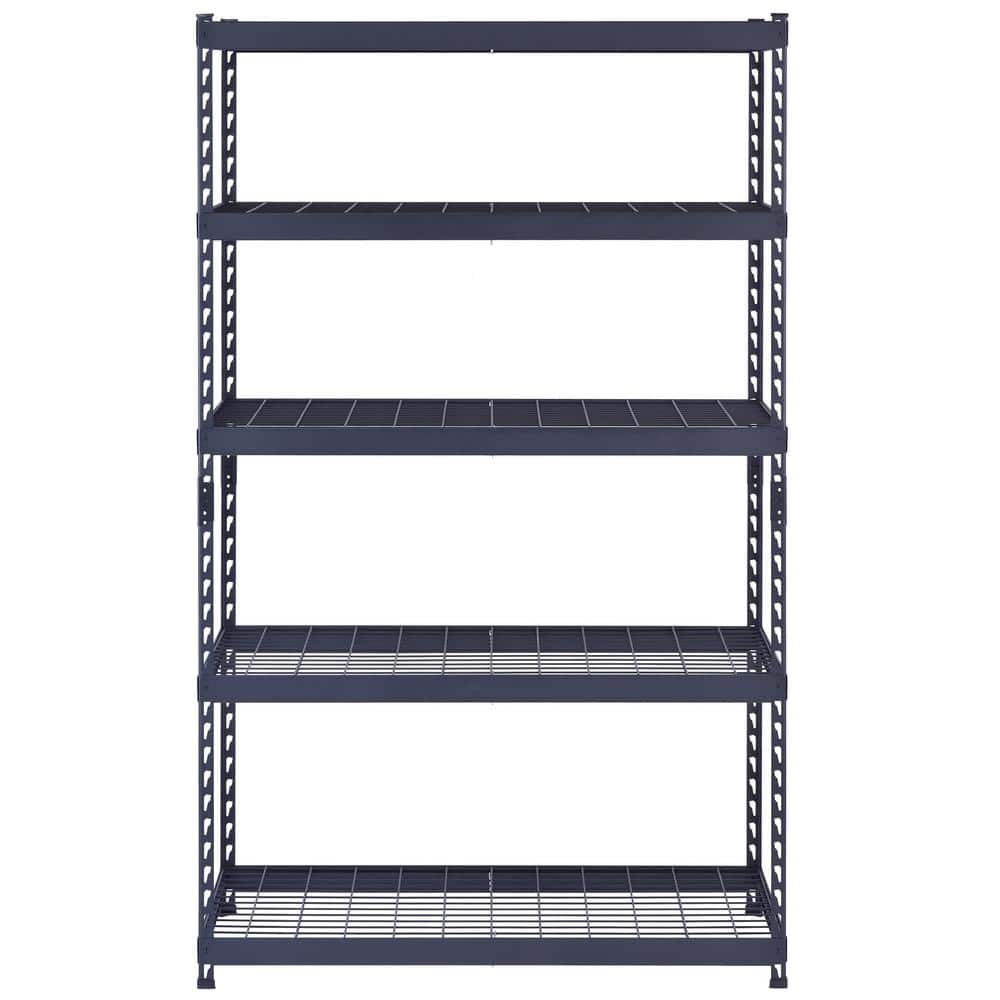 5-Shelf Metal Heavy-Duty Adjustable Garage Storage Shelving Unit in Black (48 in. W x 78 in. H x 24 in. D) - Hercitys