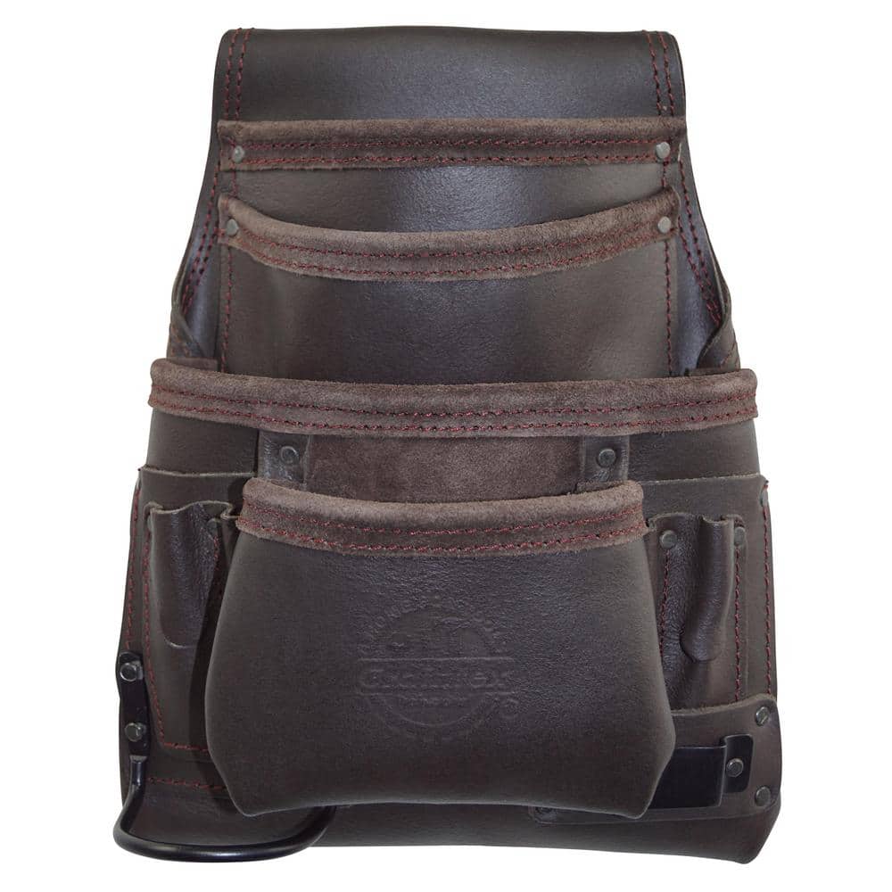 10-Pocket Oil Tanned Leather Nail and Tool Pouch - Hercitys