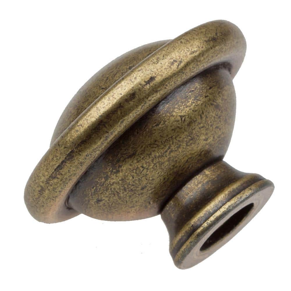 1-1/8 in. Dia Antique Brass Round Ring Cabinet Knob (10-Pack) - Hercitys