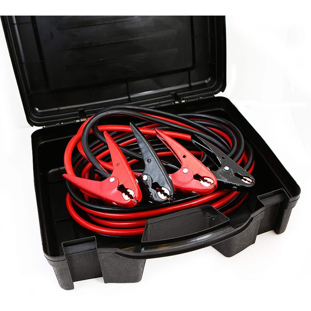 25 ft. 600 Amp 2-Gauge Booster Jumper Cables with Heavy-Duty Parrot Jaw Clamps + Portable Case - Hercitys