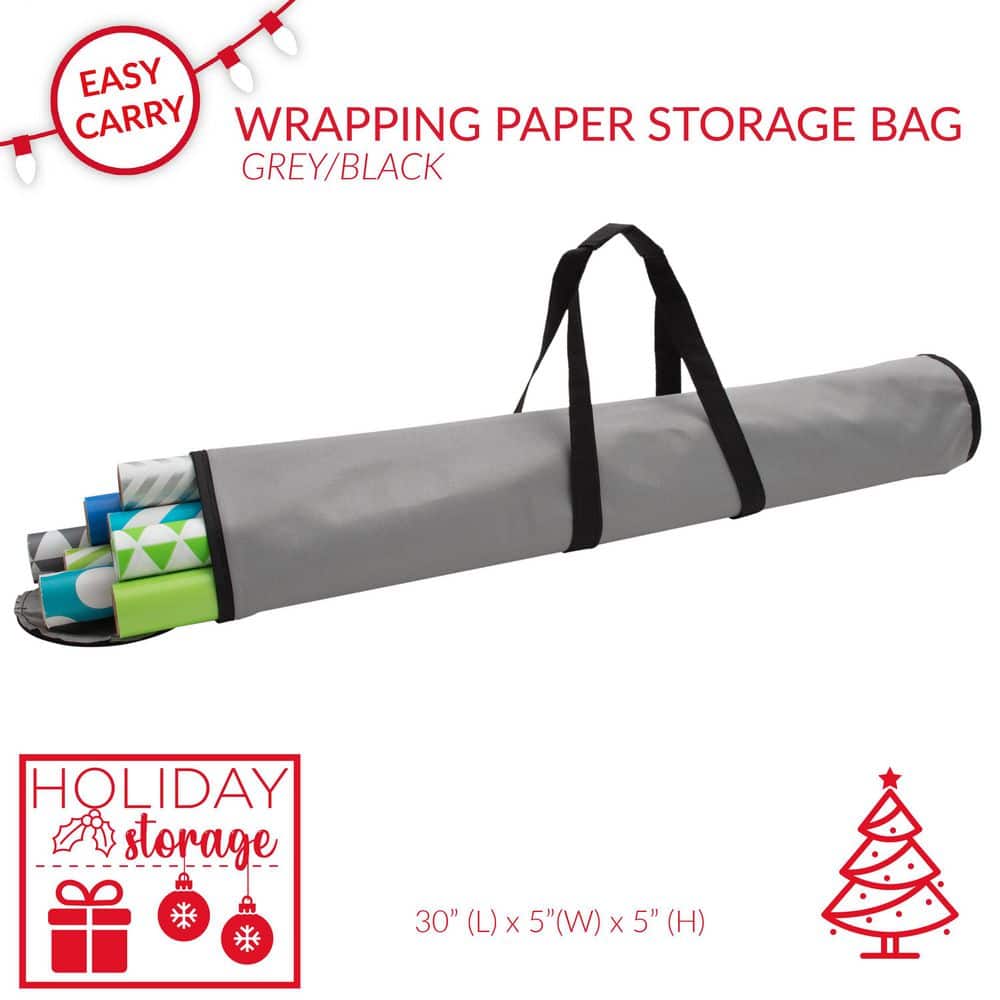 30 in. Gray Polyester Wrapping Paper Storage Bag in Grey - Hercitys
