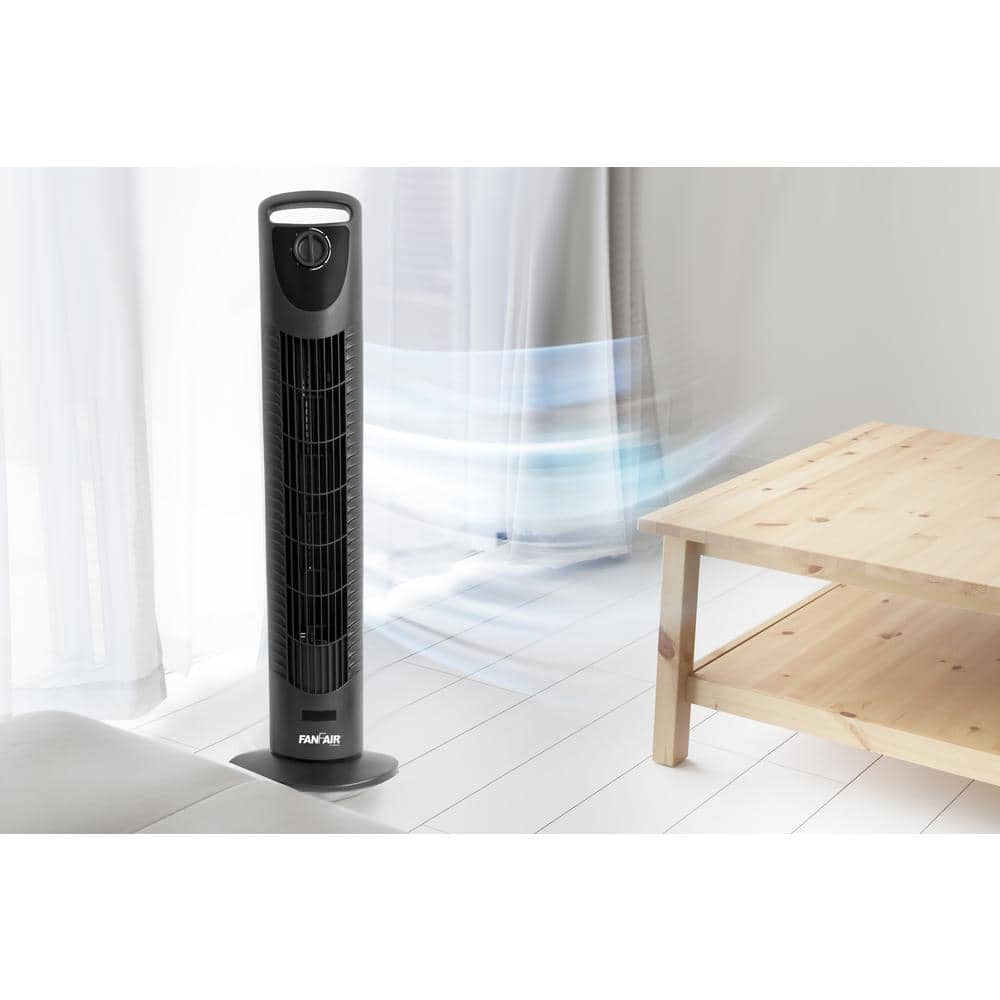 30 in. 3-Fan Speeds Tower Fan in Black with Oscillation Function - Hercitys
