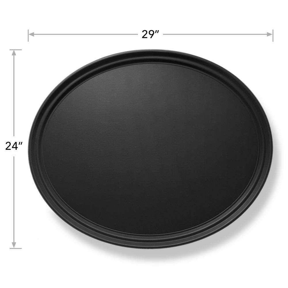 29 in. x 24 in. x 1.25 in. Oval Non-Slip Plastic Restaurant Serving Tray, Black – NSF Food Service - Hercitys