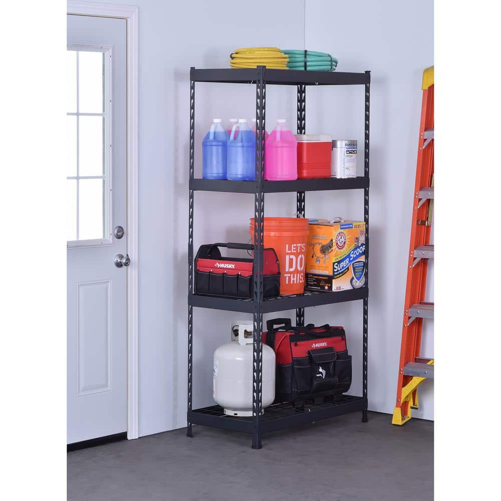 4-Shelf Metal Heavy-Duty Adjustable Garage Storage Shelving Unit in Black (36 in. W x 72 in. H x 18 in. D) - Hercitys