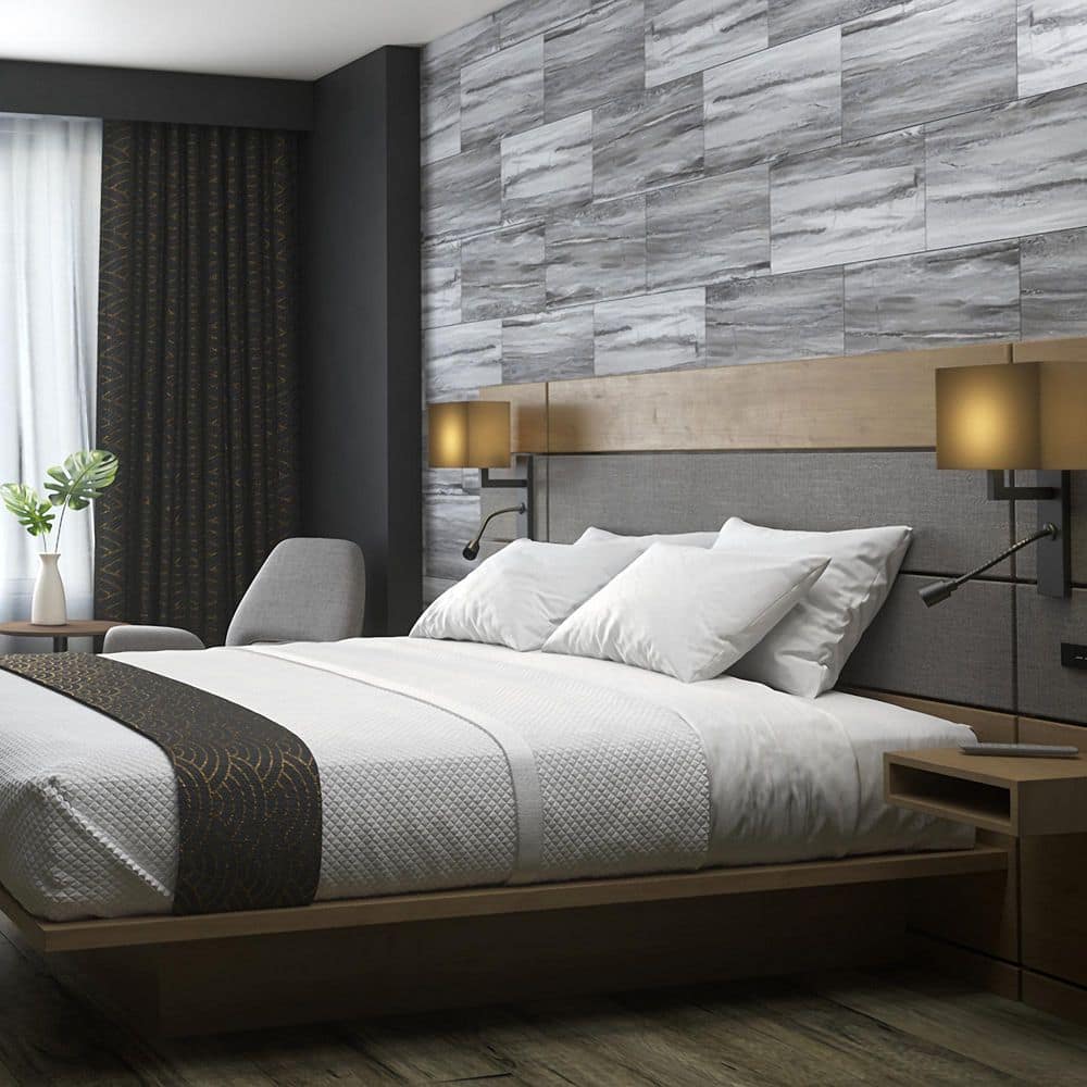 25.6 in. L x 14.8 in. W Hermitage Granite No Grout Vinyl Wall Tile (21 sq. ft./case) - Hercitys