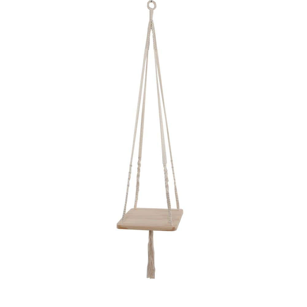 10 in. Wood Macrame Hanging Shelf - Hercitys