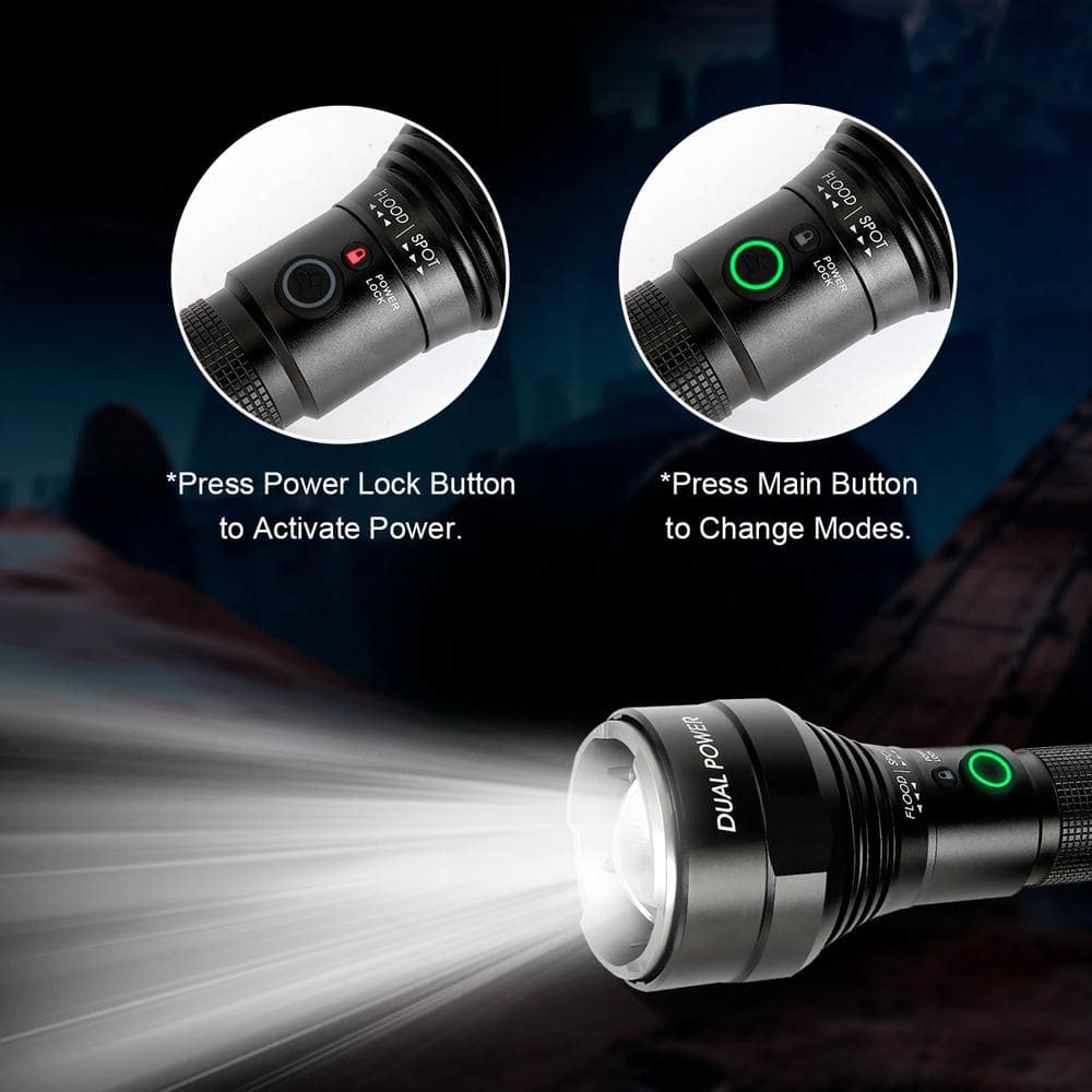 10000 Lumens Dual Power Focusing Aluminum Rechargeable Flashlight - Hercitys
