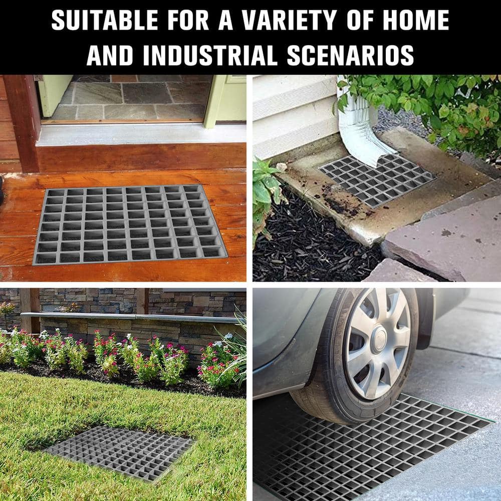 10.6 in. x 10.6 in. x 1 in. Gray Plastic Paver Fiberglass Molded Grating, 1.5 in. x 1.5 in. x 1 in. - Hercitys