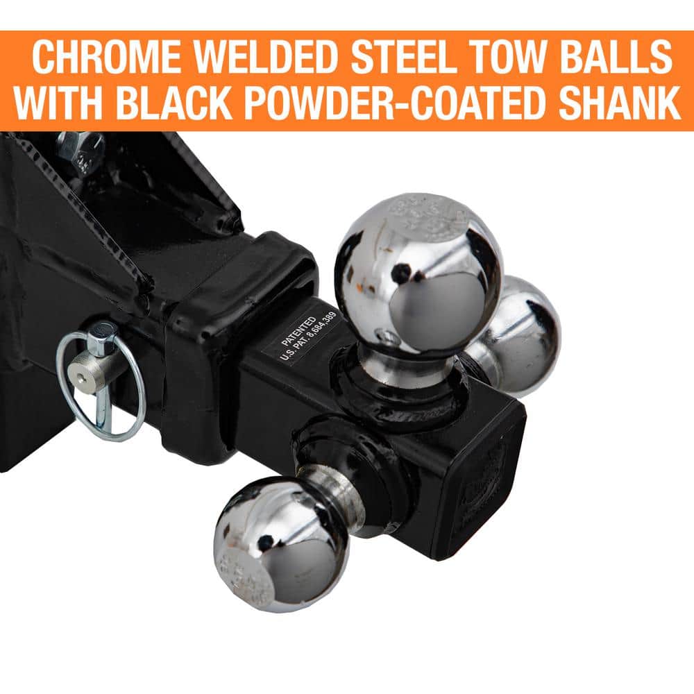 1-7/8 in., 2 in., 2-5/16 in. Chrome Towing Balls Adjustable Tri-Ball Hitch - Hercitys