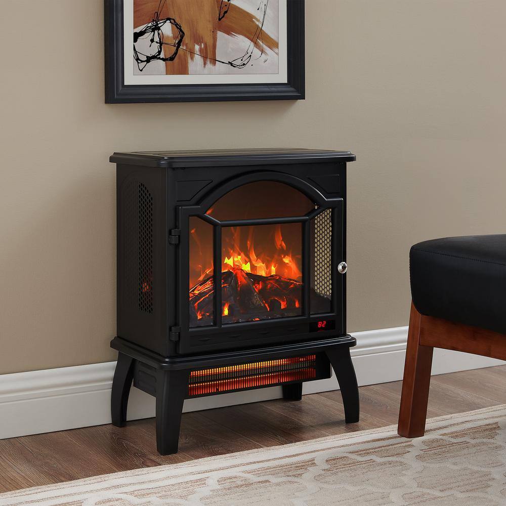 10 in. Freestanding Electric Infrared Quartz Fireplace Stove with Remote Control - Hercitys