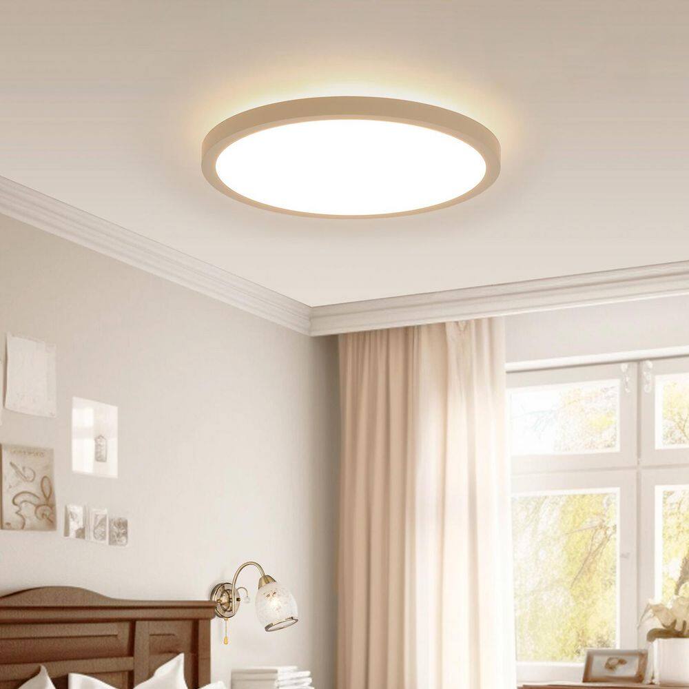 12 in. 20-Watt Modern White Integrated LED Flush Mount with White ABS Shade - Hercitys