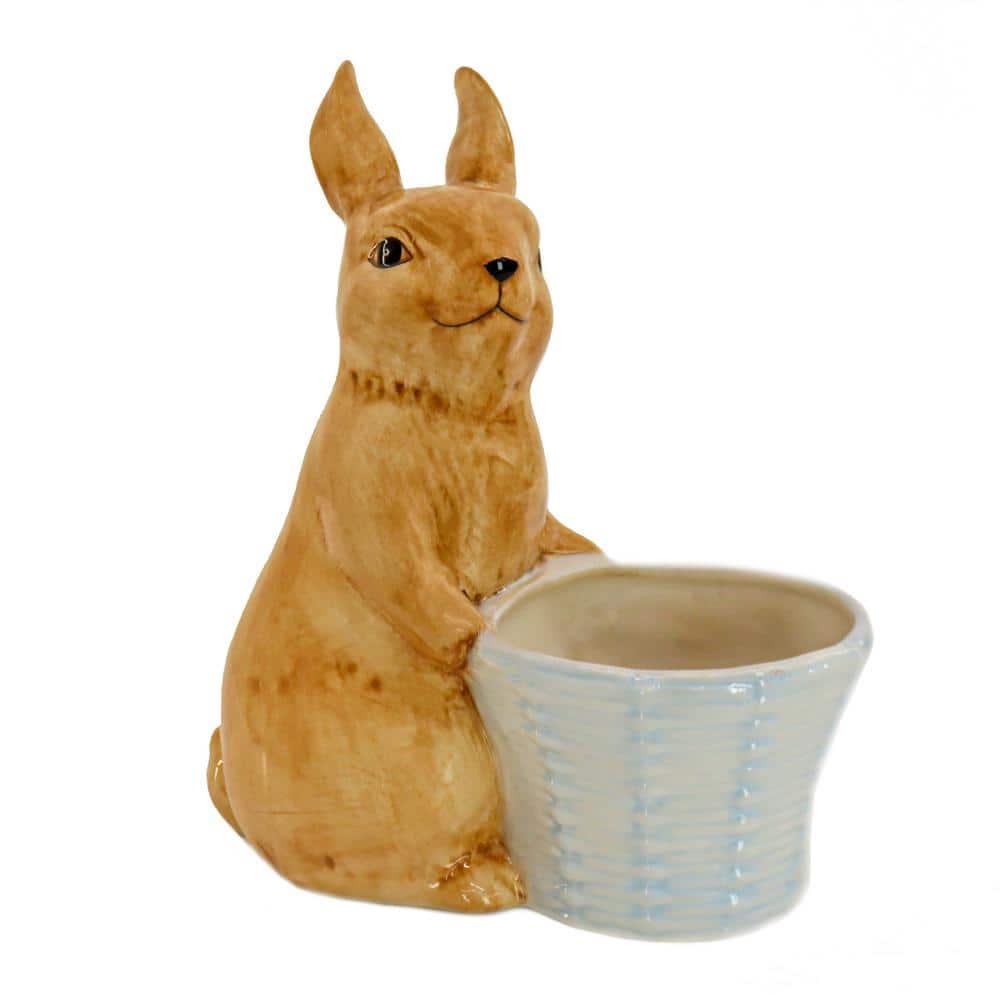 11 ” Ceramic Bunny with White Basket - Hercitys