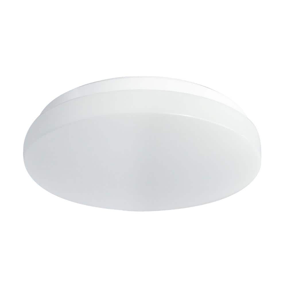 10 in. White Round Low Profile Dimmable LED Flush Mount with Plastic Shade Ceiling Light – 4000K Cool White - Hercitys