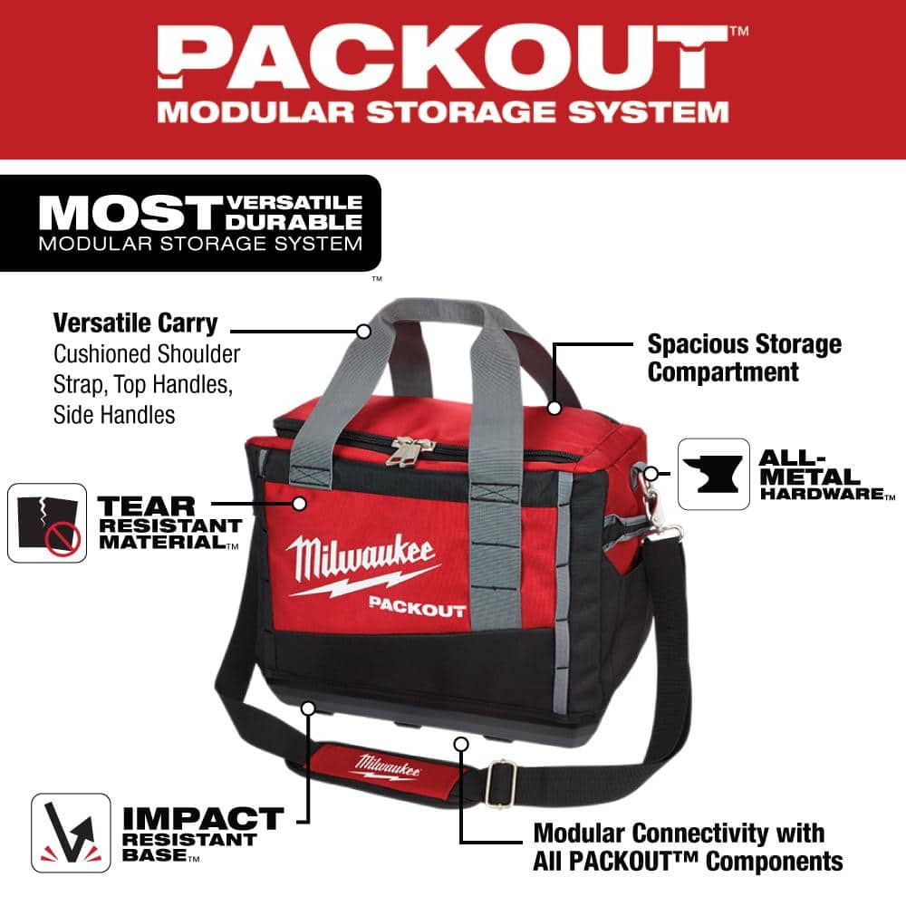 15 in. PACKOUT Tool Duffle Bag with Red Zipper - Hercitys