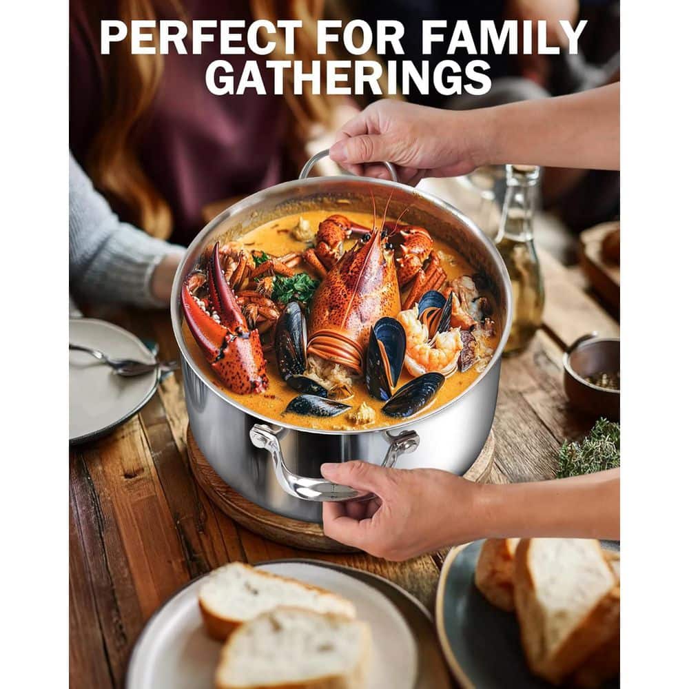 12-qt. Multi-Ply Clad Stainless Steel Stock Pot with Lid - Hercitys
