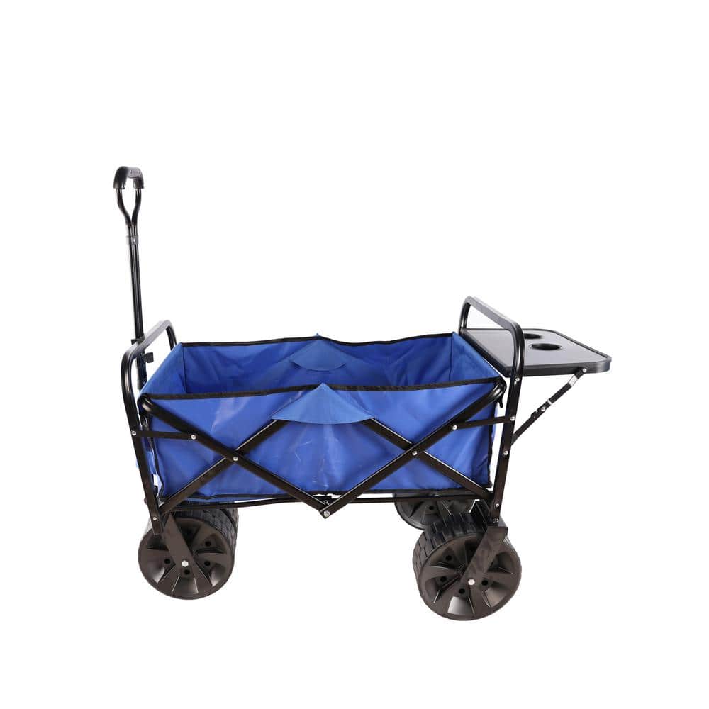 4 cu. ft. Foldable Fabric Garden Cart Outdoor Collapsible Moving Trailer Beach Cart with Big Wheels, Retractable Table - Hercitys