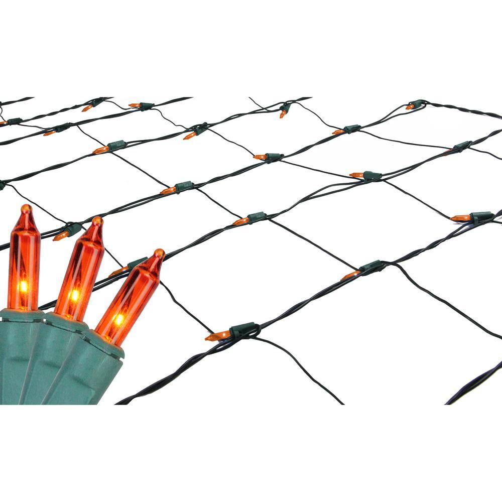 4 ft. x 6 ft. Orange Mini Net Style Christmas Lights with Green Wire - Hercitys