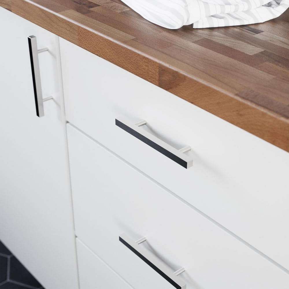 10-Pack Simple Square Bar 3-3/4 in. (96 mm) Modern Cabinet Drawer Pulls in Stainless Steel - Hercitys