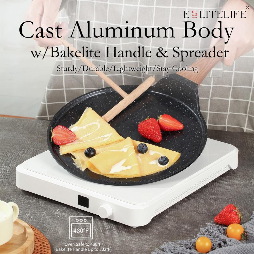 11 in. Aluminum Sturdy and Durable Eco-Friendly Nonstick Granite Coating Crepe Pan Spreader Bakelite Handle - Hercitys