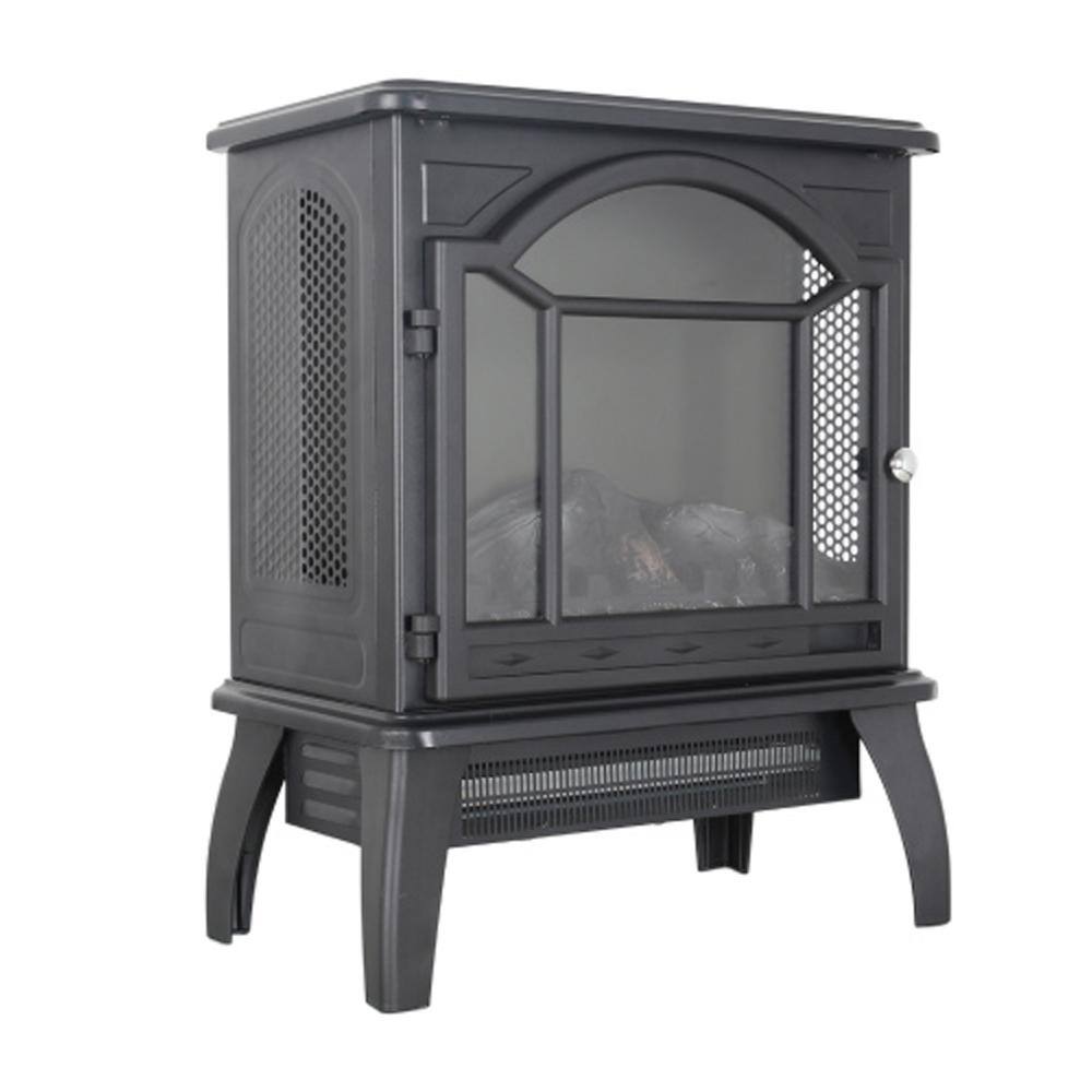 18 in. 400 sq. ft. 3D Flame Electric Infrared Quartz Fireplace Stove in Black with Remote Control - Hercitys