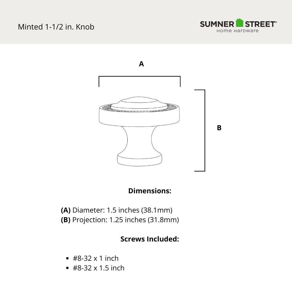 10-Pack Minted 1-1/2 in. (38 mm) Traditional Satin Brass Round Cabinet Knob - Hercitys