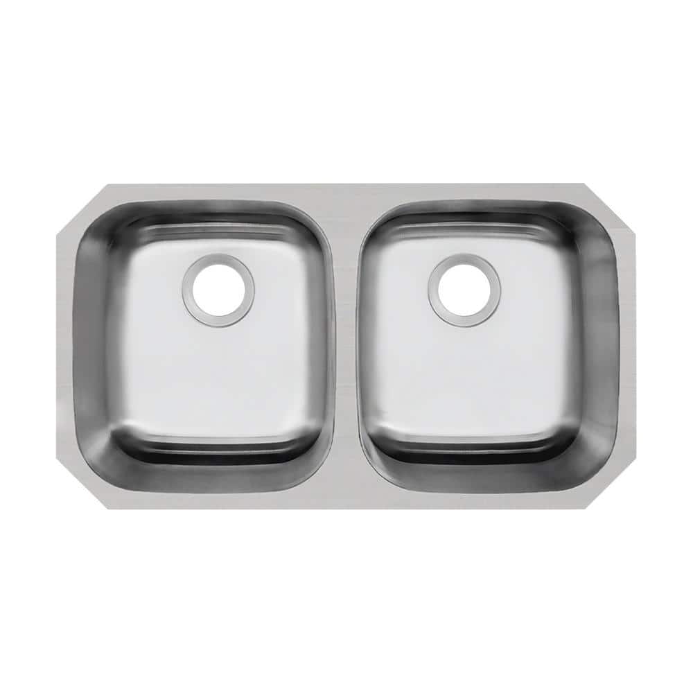 32 in. 50/50 Double Bowl 18-Gauge Stainless Steel Undermount Kitchen Sink - Hercitys