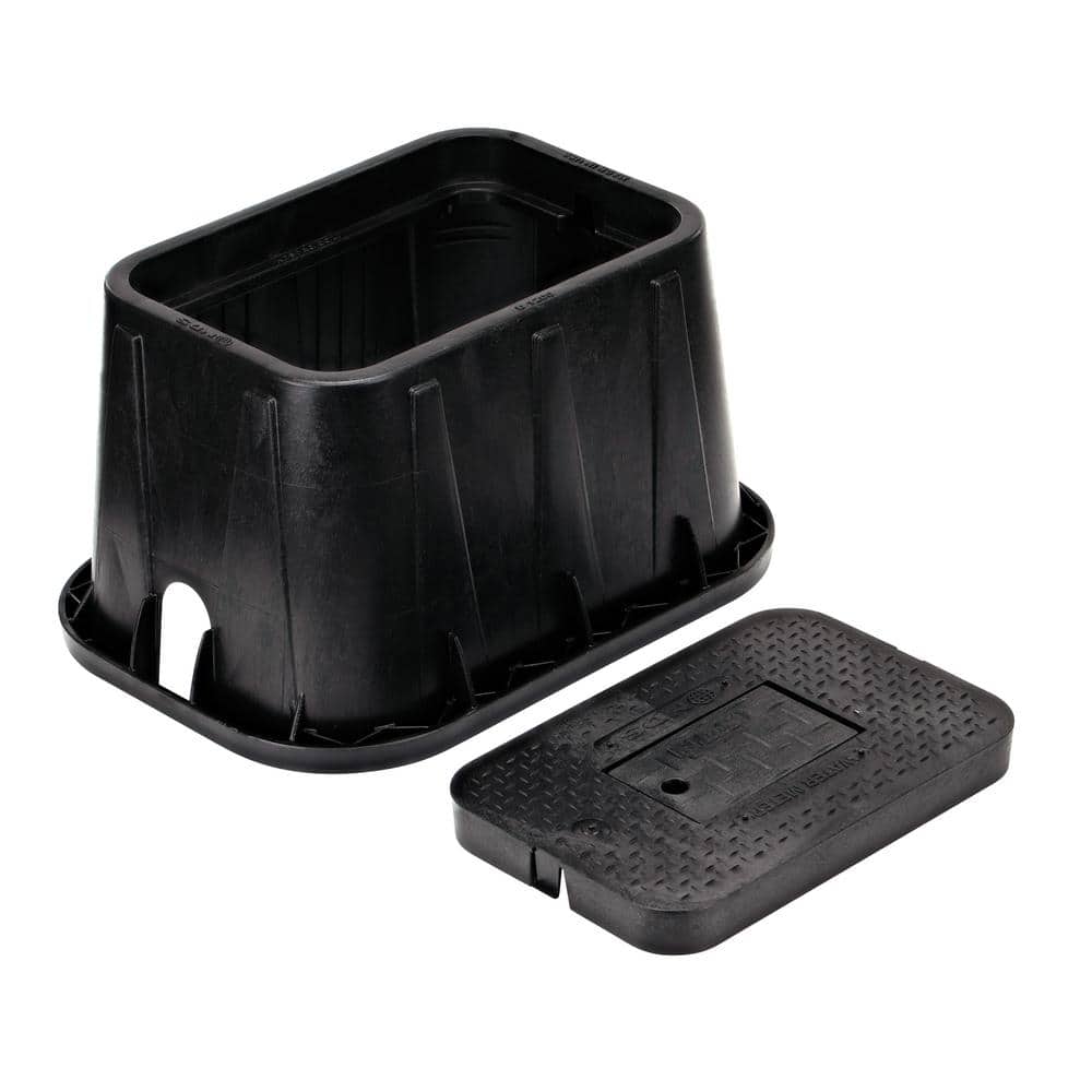 14 in. X 19 in. Rect. Standard Series Meter Box & Drop-in Cover, Black Box, Black Cover with Reader Door, Water Meter - Hercitys