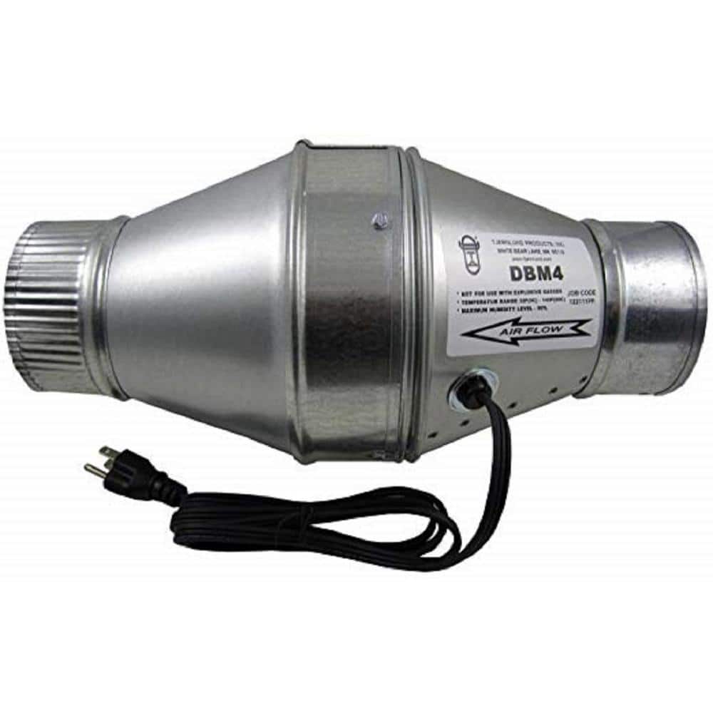 100 CFM Duct Booster Fan for 4 in. Flex or Metal Duct - Hercitys