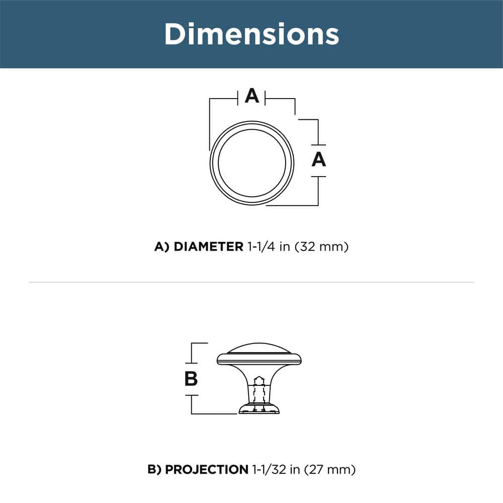 10-Pack Ring Round 1-1/8 in. (29 mm) Classic Modern Gold Square Cabinet Knob - Hercitys