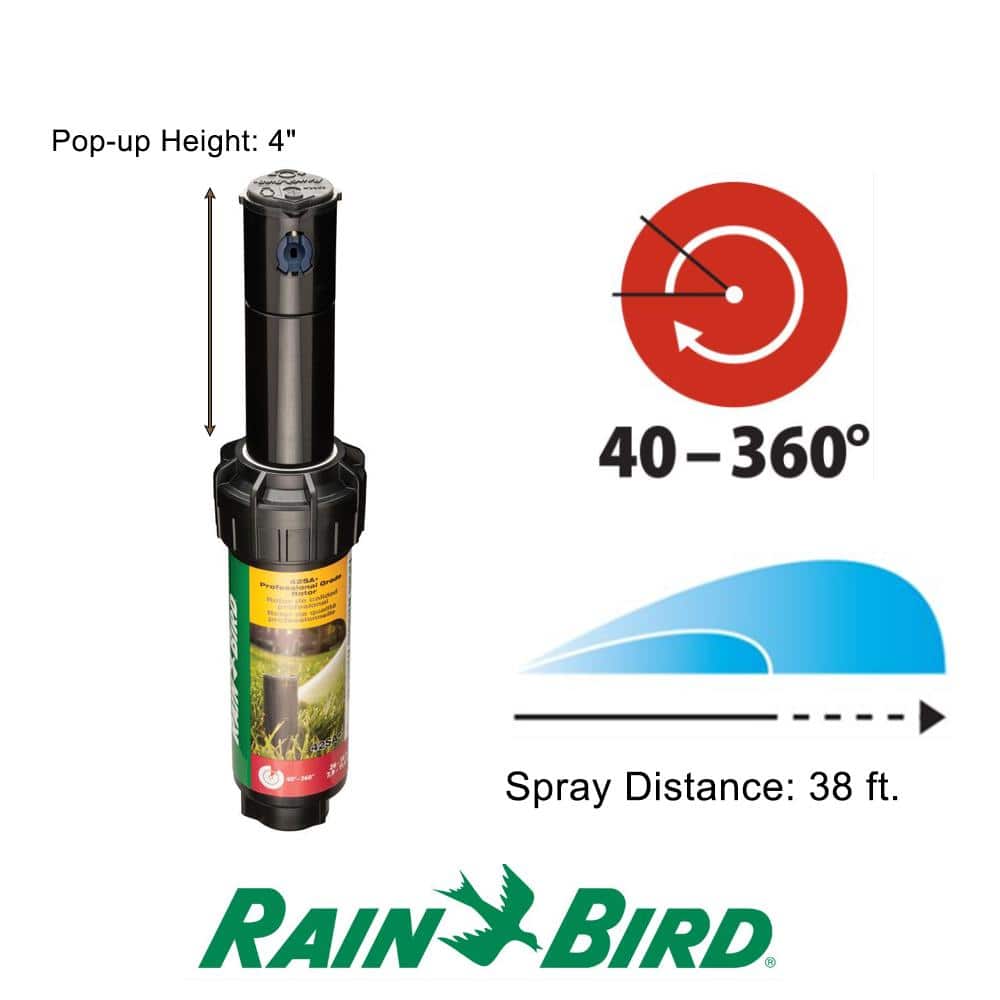 42SA+ 4 in. Pop-Up Gear-Drive Rotor PRS Sprinkler, 40-360 Degree Pattern, Adjustable 26-38 ft. - Hercitys