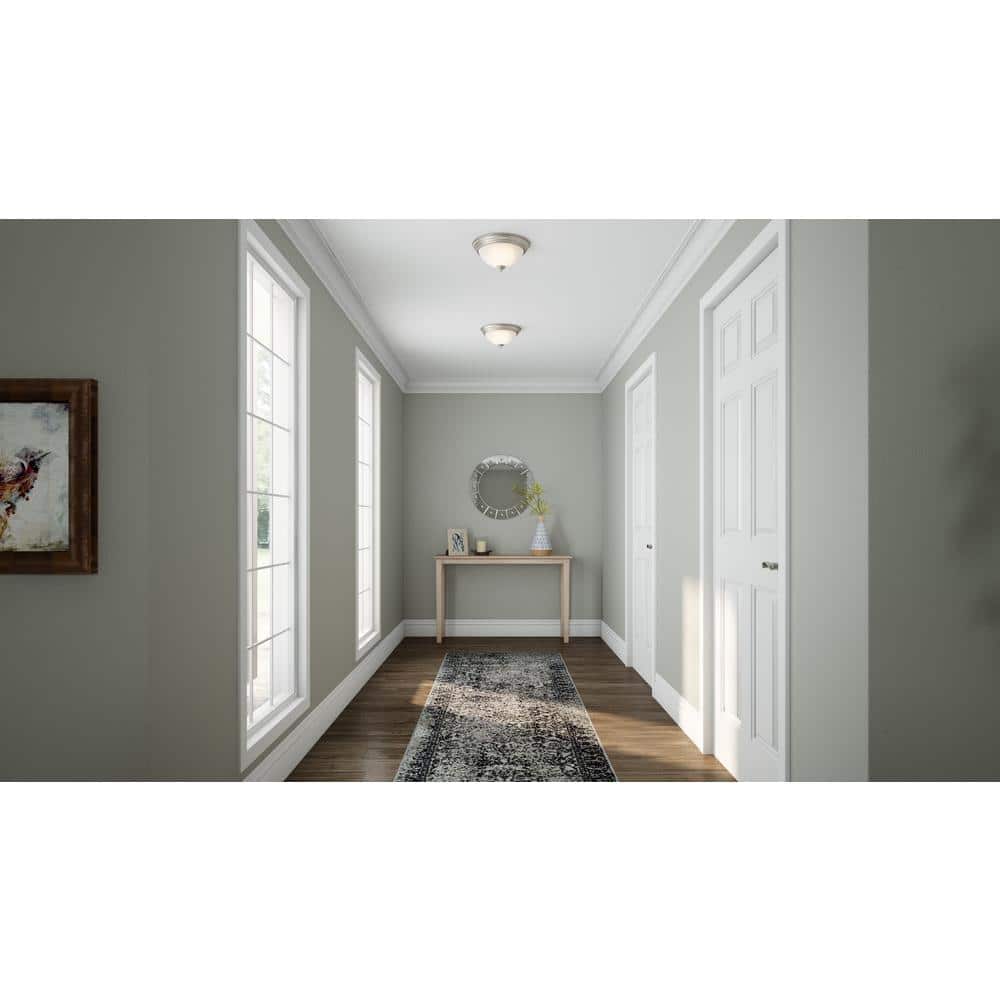 11 in. 1-Light Brushed Nickel Flush Mount with Frosted Glass Shade (2-Pack) - Hercitys