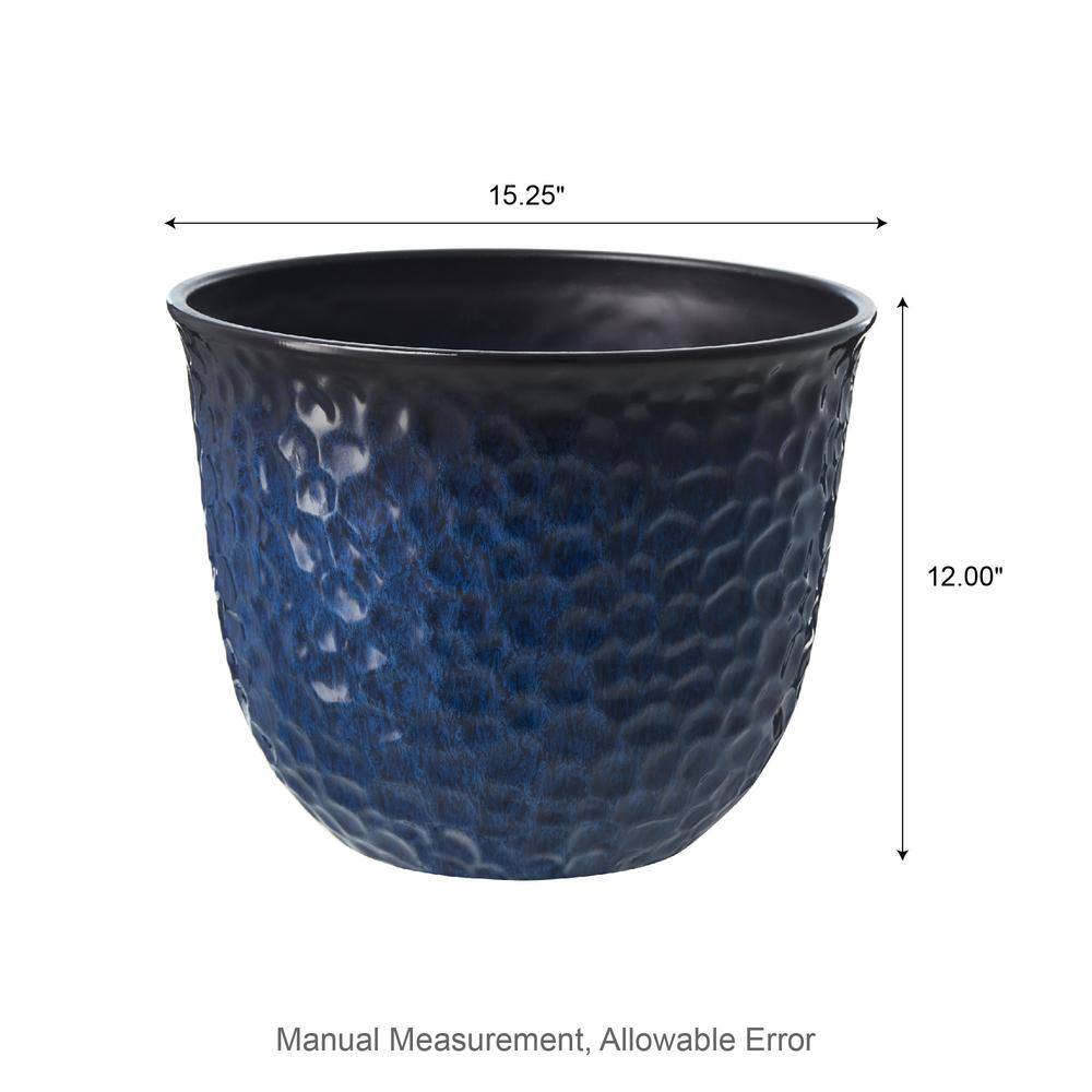 12 in. H Honeycomb Textured Cobalt Blue Faux Ceramic Pot Plastic Planter(Set of 2) - Hercitys