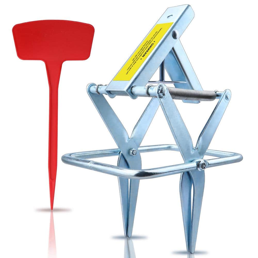 1-Piece Easy Setup Reusable Metal Mole Traps for Garden Lawn, Silver - Hercitys