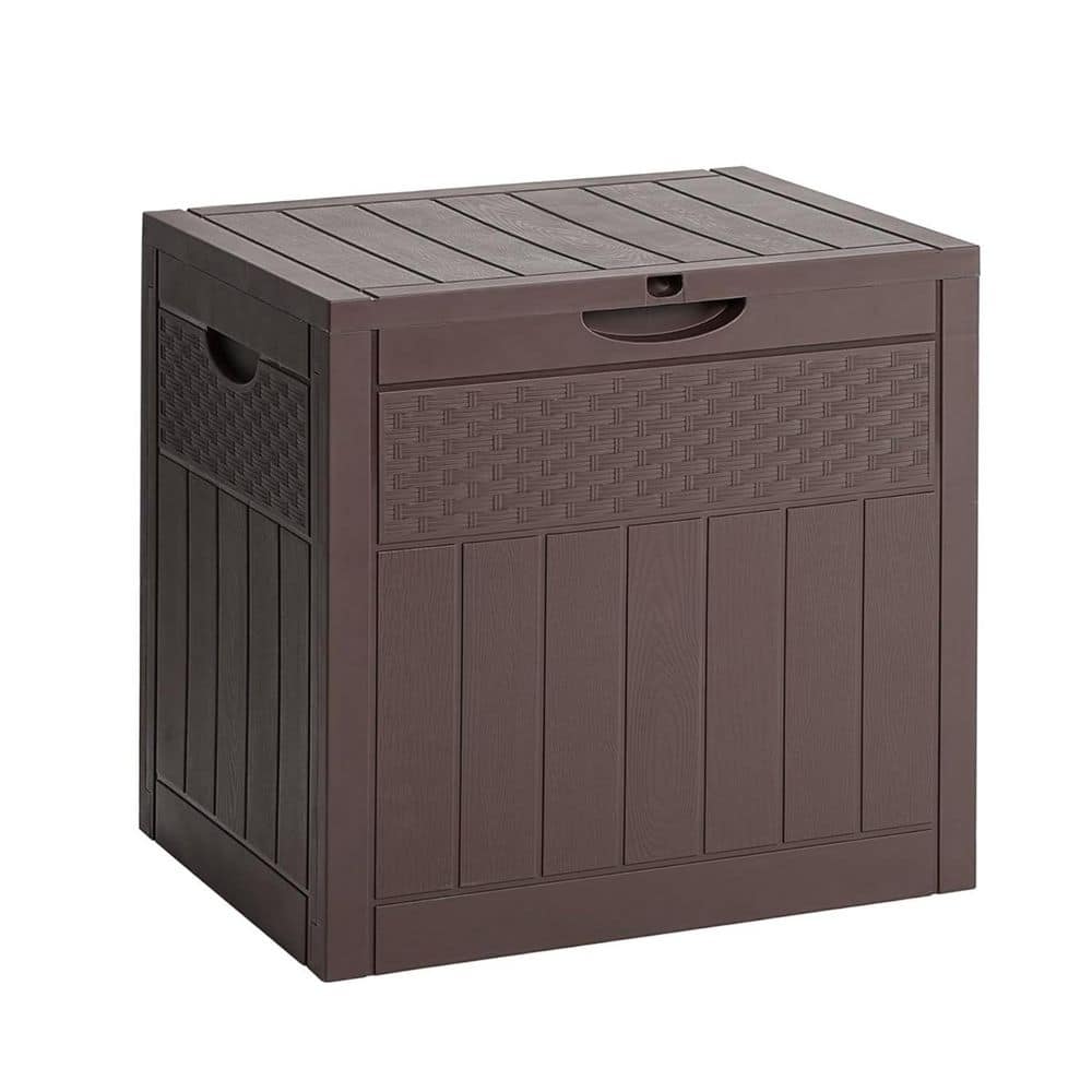 33 Gal. Brown Resin Deck Box with Lockable Lid - Hercitys